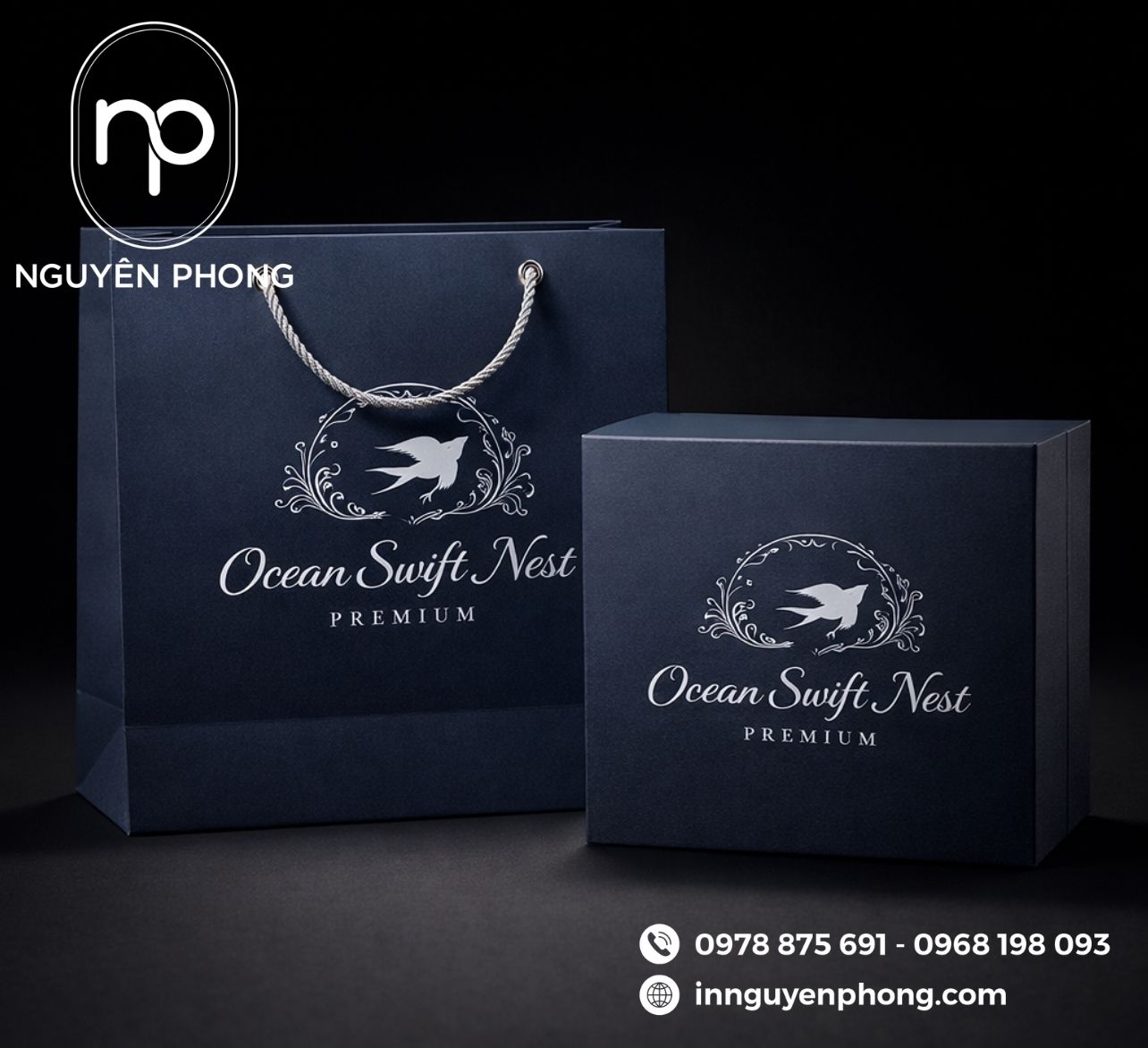 Mẫu túi giấy đựng yến kèm hộp đồng bộ 